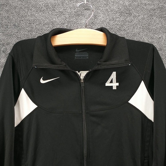 Nike Men's Full Zip Track Jacket Black Small Solid Eagles #4 Training Pockets - Picture 3 of 15
